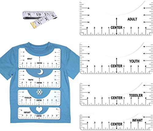 MeTikTok 4Pcs T-Shirt Règle D'alignement, Vinyl Transparent Guide De La Règle, Utilisé pour Guider Conception T-Shirt, Outil Central Hommes, Femmes, Adolescents, Nourrissons Et Tout-Petits Cover
