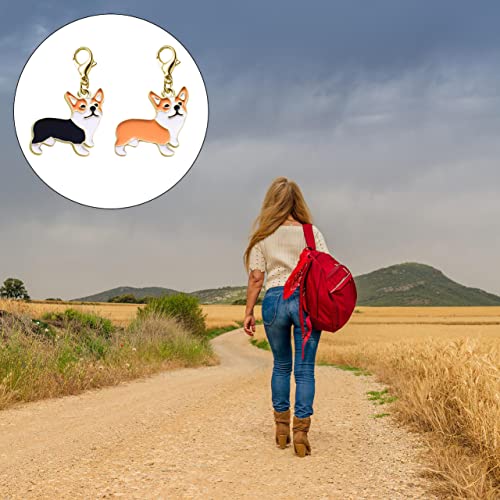 JKJF 10 sztuk uroczych zawieszek z psem Corgi Dog Breloczek do kluczy Corgi Dog Tag dla miłośników zwierząt - czarny i żółty, rozmiar uniwersalny