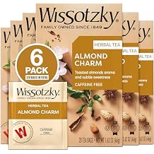 Wissotzky Almond Charm Herbal Tea Bags 6 Pack - 120 Tea Bags | Caffeine Free | AKA Chemdat Hashaked | Delicious Aroma