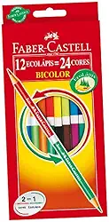 Lápis Bicolor com 24 Cores Kit Escolar, Faber-Castell, 120612+2N, Grafite