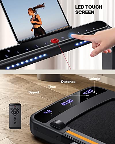 Hometro Under Desk Treadmill Foldable 3.0Hp For Home Office, 2 In 1 Folding Compact Treadmills 265Lbs With App & Remote Control Dual Led Touch Screen, 12 Preset Programs, Installation-Free #TOP4