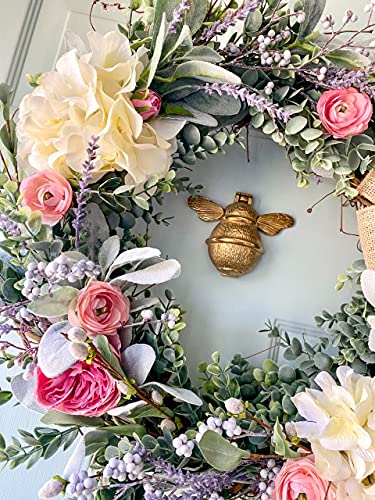 Bee Door Knocker For Front Door | Polished Solid Brass Bee | Brass Knockers With Strike Plate | Upvc | Bumblebee Front Door Furniture With A Unique Design (Brass) #TOP2