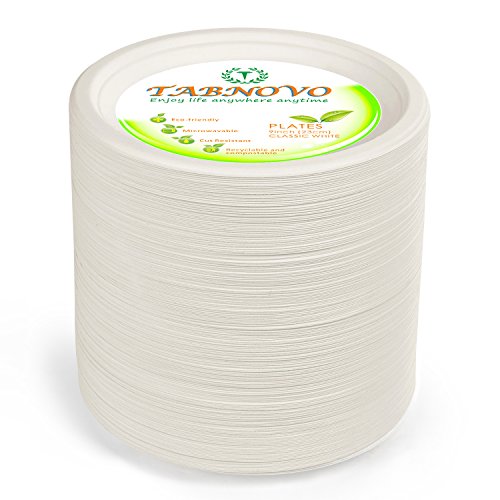 Paper Plates Heavy Duty 9 inches 200 Count Eco-friendly Disposable Dinner Plates Classic White 200 Count