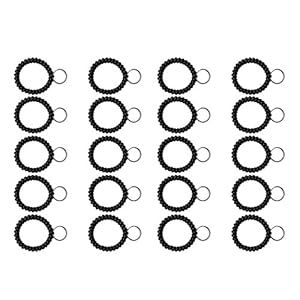 SM SunniMix 20 stuks spiraal pols spoel sleutelhanger pols band Ken ketting zwart