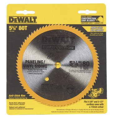 DEWALT Circular Saw Blade, 5 3/8 Inch, 80 Tooth, Vinyl Cutting (DW9053)