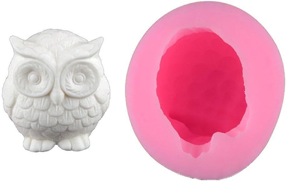 2 Pack Owl Candle Mold, Buytra 3D Silicone Mold for Homemade Candle, Mini Soap, Lotion Bar, Fondant, Chocolate, Candy, Cake Decorating, Polymer Fimo Clay Etc