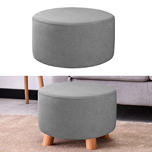 MERIGLARE Round Footstool Cover, Pouffe Covers, Small Ottoman Stool Seat Cover, Removable & Washable Stretch Slipcover Furniture Protector for Round Foot Stool Dia. 48-55cm - Gray - Cosy Home Interiors MERIGLARE Round Footstool Cover, Pouffe Covers, Small Ottoman Stool Seat Cover, Removable & Washable Stretch Slipcover Furniture Protector for Round Foot Stool Dia. 48-55cm - Gray - Image 6