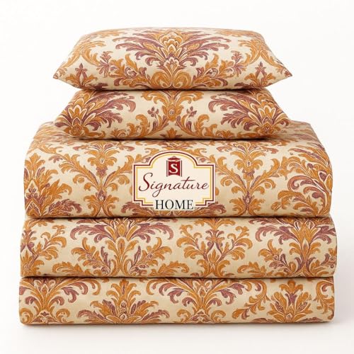 Image of Signature Reversible Super Soft Double Bed Comforter /Quilt Set 350 GSM - 88x90 inches | King Size Fitted Elastic Bed Sheet with 2 Pillow Covers | All-Season Ultra Cozy Bedding Set (Eden Bloom)
