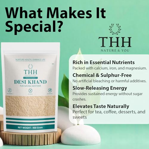 Image of THH Desi Khand Khandsari Raw Sugar - 1.8Kg (900gm - Pack Of 2) | Natural, Unrefined and Raw Sugarcane Khandsari Sugar For Healthy Eating | Chemical & Sulphur Free | Enriched with Essentials Nutrients