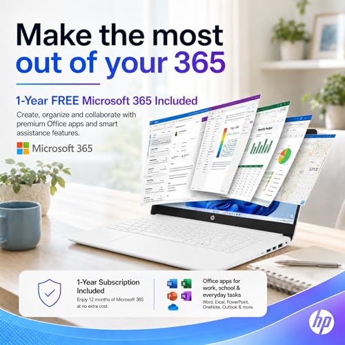 Image of HP 15.6 inch Laptop with Microsoft 365-1.1TB Storage - 8GB Memory - Intel Inside | Anti-Glare Display, 128GB SSD and 1TB Cloud Storage, 4-Cores CPU, Fast Charge and 12hrs Battery, no Mouse
