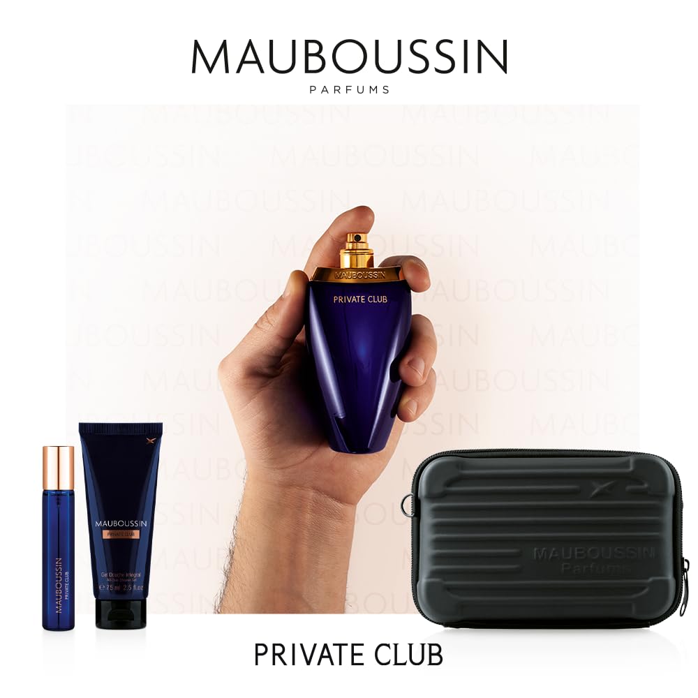 Mauboussin - Coffret Prestige Private Club : Eau de Parfum 100ml, Gel Douche 75ml, Travel Spray 20ml & Sac Bandoulière