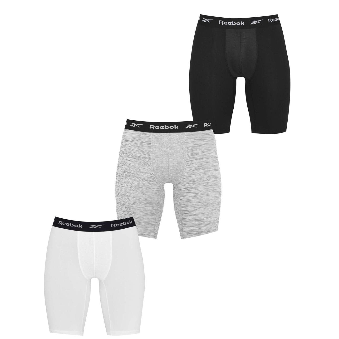 Reebok Men's Sports Trunk Hogan 3pk Black/White/Grey Marl Pants, Large