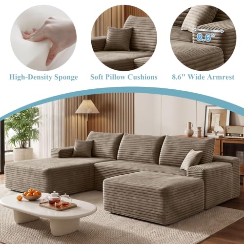 Image of Boneless Cloud Sectional Couch Modular Sofa with Ottoman for Living Room