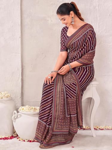 Image of SIRIL Women's Georgette Printed Saree with Unstitched Blouse Piece