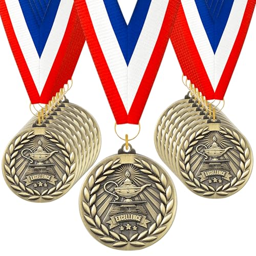 K1tpde Award Medals with Neck - 30PCS Graduation Bronze Winner Medals Bulk Prizes for Kids Spelling Excellence Trophy Award Prize Gifts for Adults and Students Academic Competitions, Tournaments