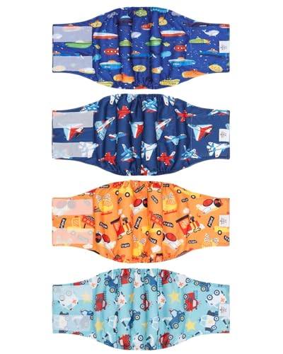 Image of CuteBone Dog Diapers Male 4 Pack Puppy Wraps Reusable Doggie Belly Bands for Male Dogs Small Medium Large