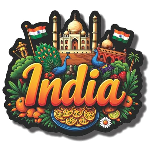 Image of CVANU India Country Landmark Theme 2pcs MDF Fridge Magnet - Wooden Travel Souvenir Refrigerator Decorative Collectible Magnet
