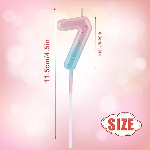 Miniatura 2 de Vela con números de cumpleaños degradados, velas de cumpleaños degradadas color rosa y azul para pastel, letras numéricas, velas de cumpleaños,