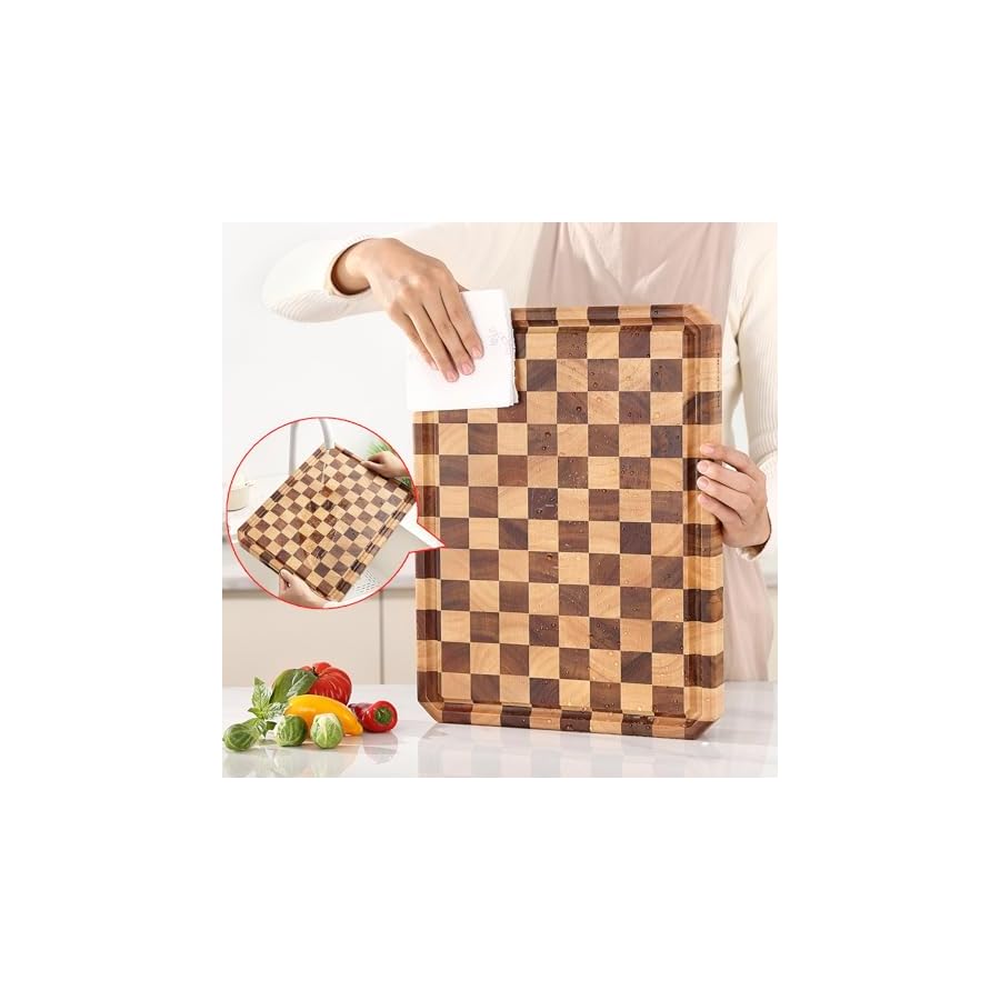 Acacia Wood Cutting Boards for Kitchen-Large Wooden Cutting Boards for Chopping Meat, Cheese, Fruits, and Vegetables