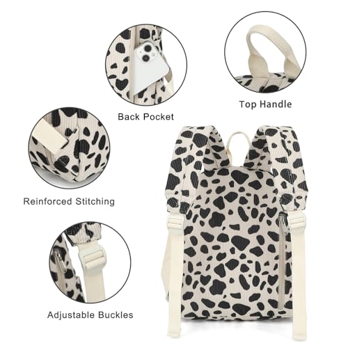 Image of Corduroy Womens Mini Backpack Girls Small Backpack Purse Fashion Casual Daypack School Bookbag (Cow Print)
