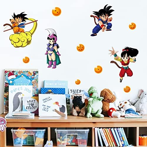 Children's Anime Wall Decals Peel and Stick Removable Self-Adhesive Wall Art Stickers for Dragon-Ball Kids Room Playroom Nursery Wall Door Decals Decoration