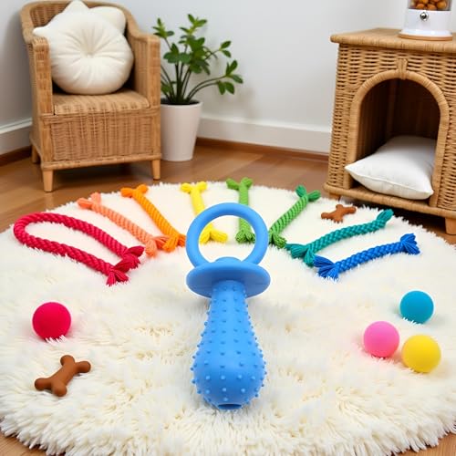 Blauer Schnuller für Hunde, Kauspielzeug, Mini-Bissresistent, Glockenform, Gummi-Schnuller, Glocke, Kauspielzeug, Spiel-Trainingsspielzeug für Haustiere, Welpen, Hunde, Welpen, Molar, Kauspielzeug