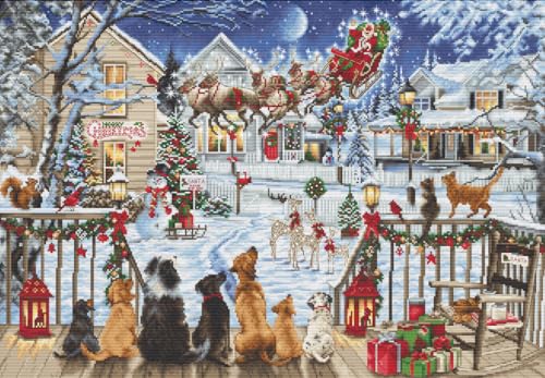 Luca-S Cross Stitch Kit Gold - Pets On The Porch, B2423, Counted Cross Stitch Kit for Adults Needlecraft and Embroidery Kit