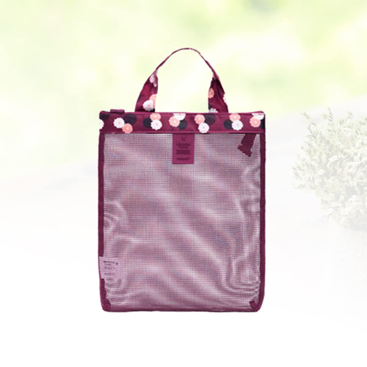 Zerodeko 3piezas Bolsa De Playa De Malla Para Natación y Actividades Familiares Resistente Al Agua Para Recoger Juguetes y Rojo Vino Flores Para Piscina Camping y Viajes