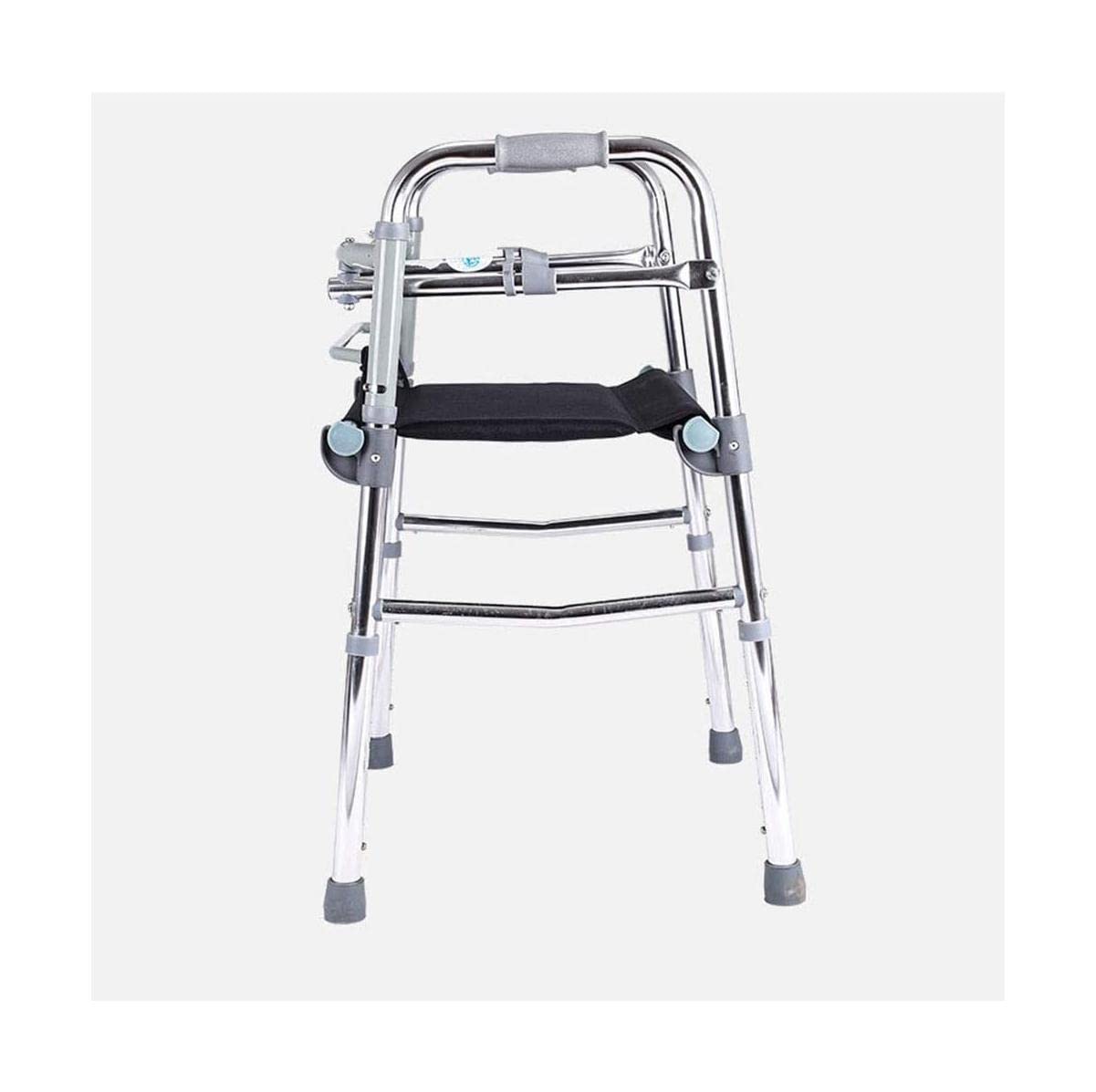 Andador plegable multifuncional de dos botones con cojín de tela Oxford aleación de aluminio sin ruedas andadores estándar para personas mayores