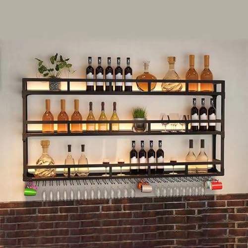 Soporte de Vino de Pared Metal Negro 120x25x90 cm miniatura 4