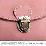 LaRechor Kleine Umhängetasche Damen mit Sicher Schloss, Vegan Leder Handtasche Mini Mädchen Teenager Frauen Tasche zum Umhängen (Pink)