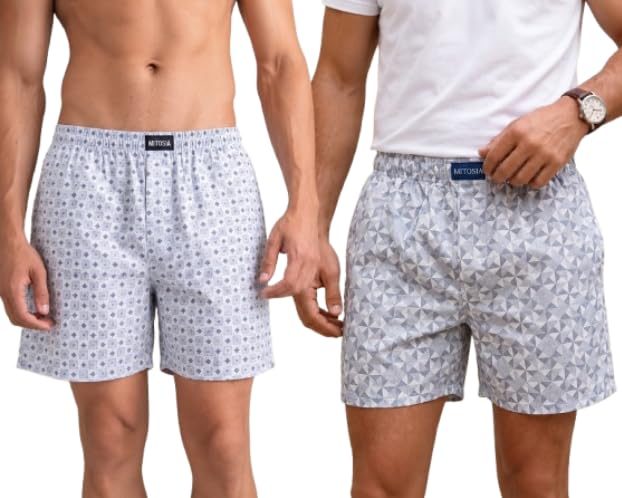 mitosia Men's Cotton Printed Boxer Shorts Combo – Soft Breathable Elastic Waist Lounge Shorts with Functional Side Pockets (Pack of 2)-picture-17