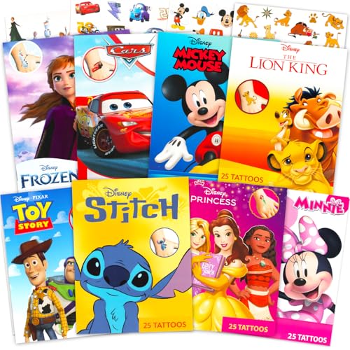 Disney Tattoos Party Favors Mega Assortment ~ Bundle Includes 8 Disney Favorites Temporary Tattoo Packs Featuring Princess, Toy Story, Mickey, Cars,...