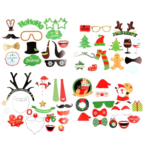 ARTSEWPLY Accesorios para Fotos de Fiesta Navideña 50 Piezas de Papel Palos de Madera Lisos para Cabina de Fotografía Temática de Dibujos Animados para Decoración y Entretenimiento