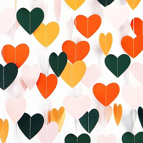 Image of Pink Green Orange Party-Decorations Heart-Garland - 52ft Little Cutie Baby Shower Hanging Decoration Streamers Banner,Wedding Bridal Shower Birthday Spring Summer Fall Autumn Decor Panduola