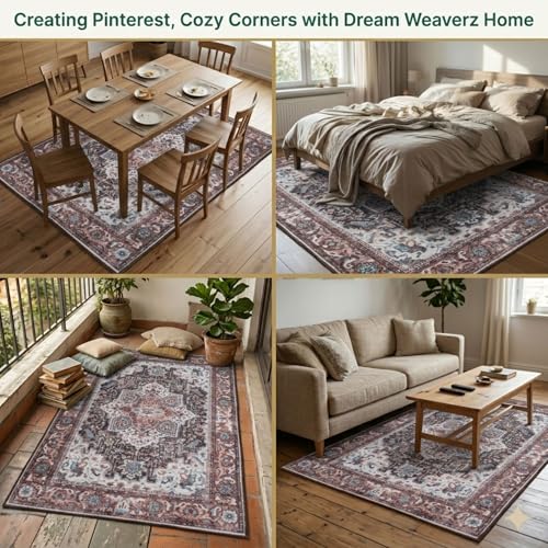 Image of Dream Weaverz Anti Slip Rectangular Carpet for Living Room & Hall | Silk | Flat Woven Soft Washable Floor Mat for Home, Bedroom Floor & Kitchen | Durable Anti Skid Rug for Daily Use (4 X 6) feet