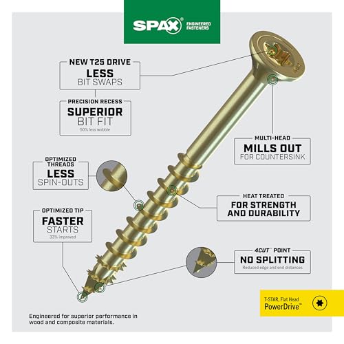 SPAX #10 x 3 Tornillos para madera con cabeza plana PowerDrive (60 piezas) T25 T-Star Zinc amarillo miniatura 5