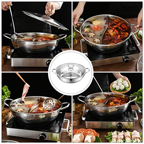 HEMOTON Aço Inoxidável Shabu Hot Pote Chinês Estilo Stockpot Flat Bottom Cookware de Sopa Com Diviso