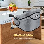 Toogel Hook On High Chair, Portable Travel Baby High Chair, Foldable Clip On Table Seat for 6-36 Months, Anti-Tear Fabric, Washable Cover, Lightweight Baby Dining Chair with Carry Bag (Grey)