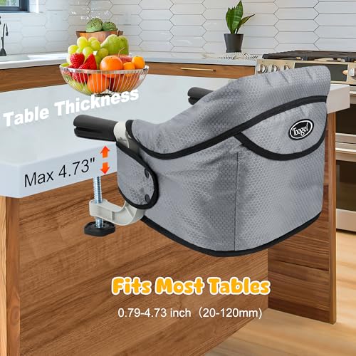 Hook On Chair, Portable Table High Chair, Folding Compact Baby Seat with Storage Bag for Indoor/Outdoor(Grey) - Thumbnail 2
