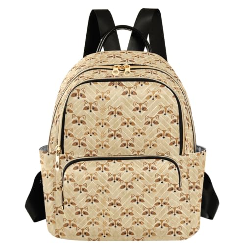 Mochila para mujer con llamativo estampado de mapache vintage y tamaño mediano casual