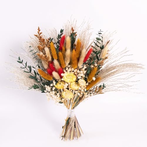 Handmade Bohemian Dried Flower Bouquet &ndash; Spring Summer Flowers Arrangement with Strawflower...