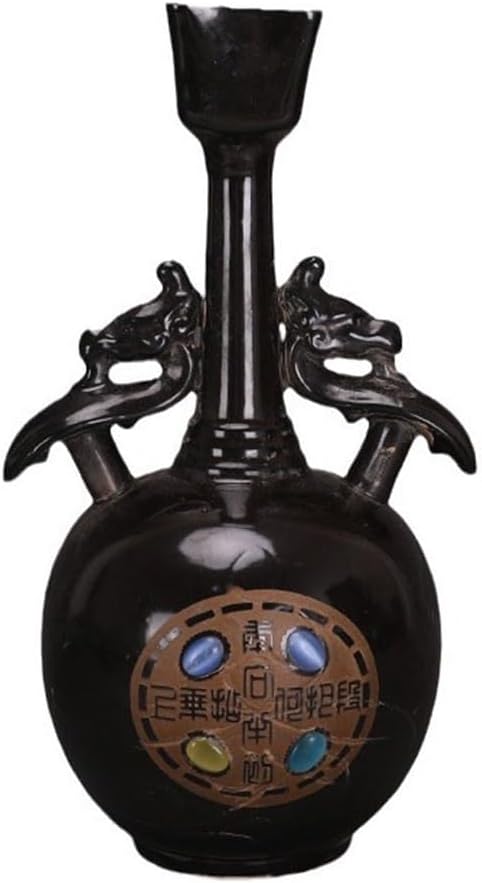 FMURY Kiln Black Glaze Incised Stoneware Amphora Imitation Unearthed Ancient Porcelain Old Collectibles