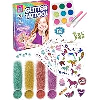 PURPLE LADYBUG 175-Piece Temporary Glitter Tattoos Kit for Kids & Teens - Christmas Gifts for 6 7 8 9 10-12 Year Old Girl Birthday, Craft for Girls 8-12, Ideal Stocking Stuffers for Holiday Party