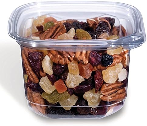 Placon EV1-16, 16 Oz Evolutions Tamper-Resistant Clear Square Deli PET Base with Lid, Take Out Disposable Catering Food Containers with Matching Lids (50)