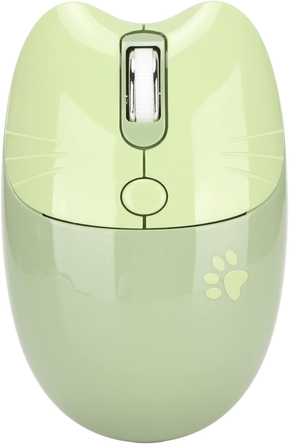 Septpenta Cute Silent Wireless Mouse, Cartoon Cat Paw Support 2.4G and BT Connection, Three DPI, Comfortable Grip Suitable for Home, Office, Travel(Green)