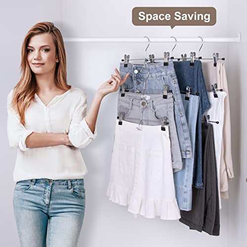 Eseoe Pants Hangers With Clips, Skirt Hangers Space Saving, Metal Stackable Jeans Trouser Hangers Pant Hangers Heavy Duty With Adjustable Clip(20Pack, Black) #TOP6