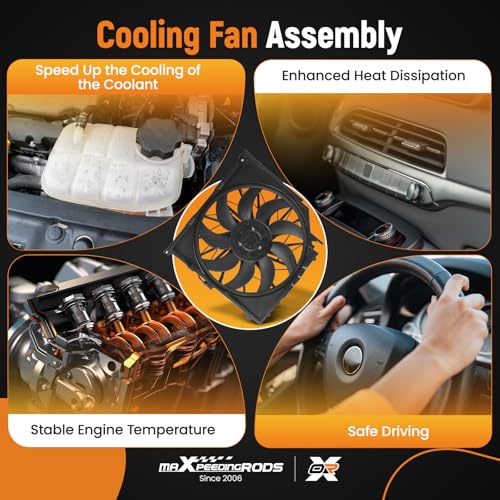 Image of maXpeedingrods Radiator Cooling Fan Assembly 600W for BMW X3 2004-2010, 2.5L 3.0L Replace# 17113442089 17113415181