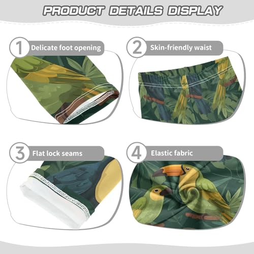 ALAZA Girls' Leggings Children's Yoga Pants Skinny Printed Dance Toucan Green Plant Comfortable 4T2