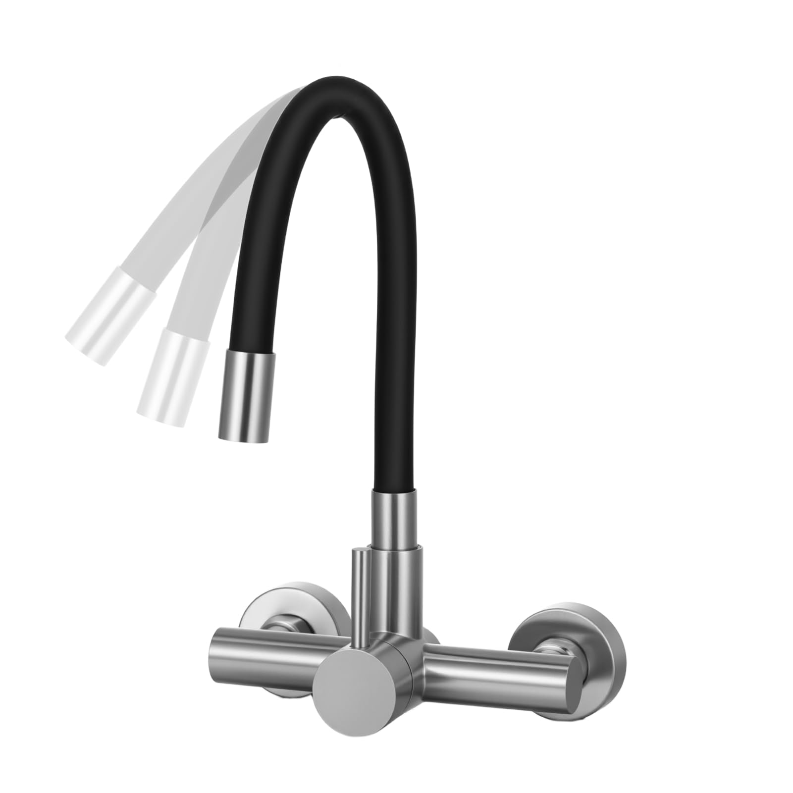 Grifo de cocina flexible negro, grifo de cocina con dos modos para agua fría y caliente, brazo giratorio de 360 grados, para cocina, baño y lavandería